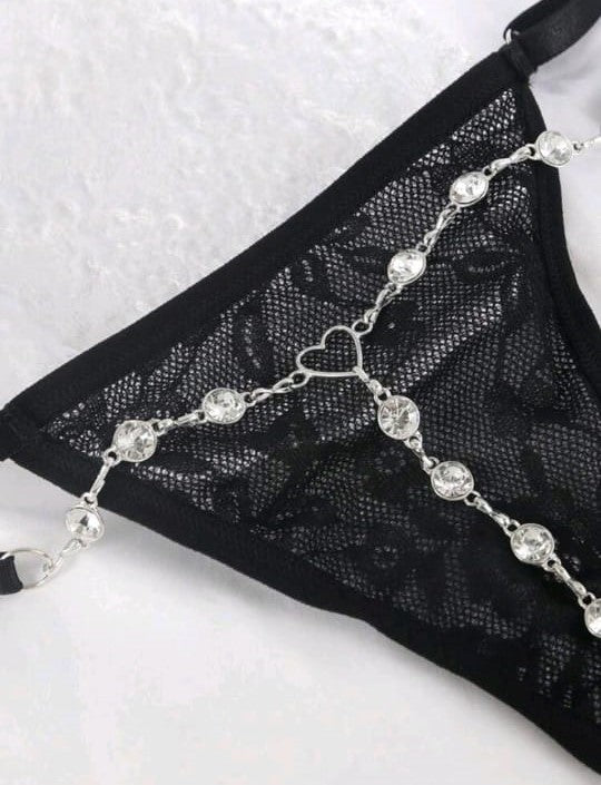 Glimmer Charm Thong - Black