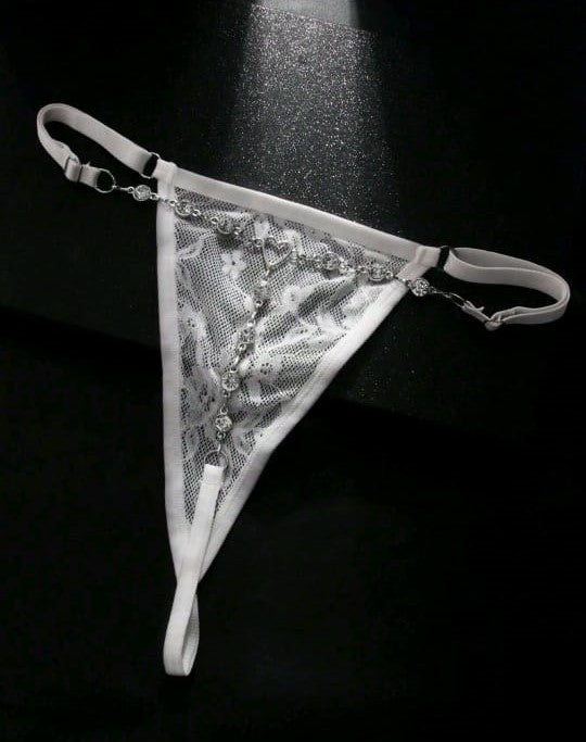 Glimmer Charm Thong - White