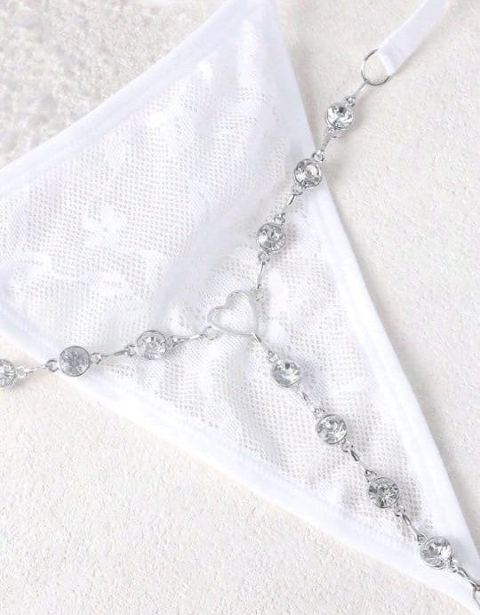 Glimmer Charm Thong - White