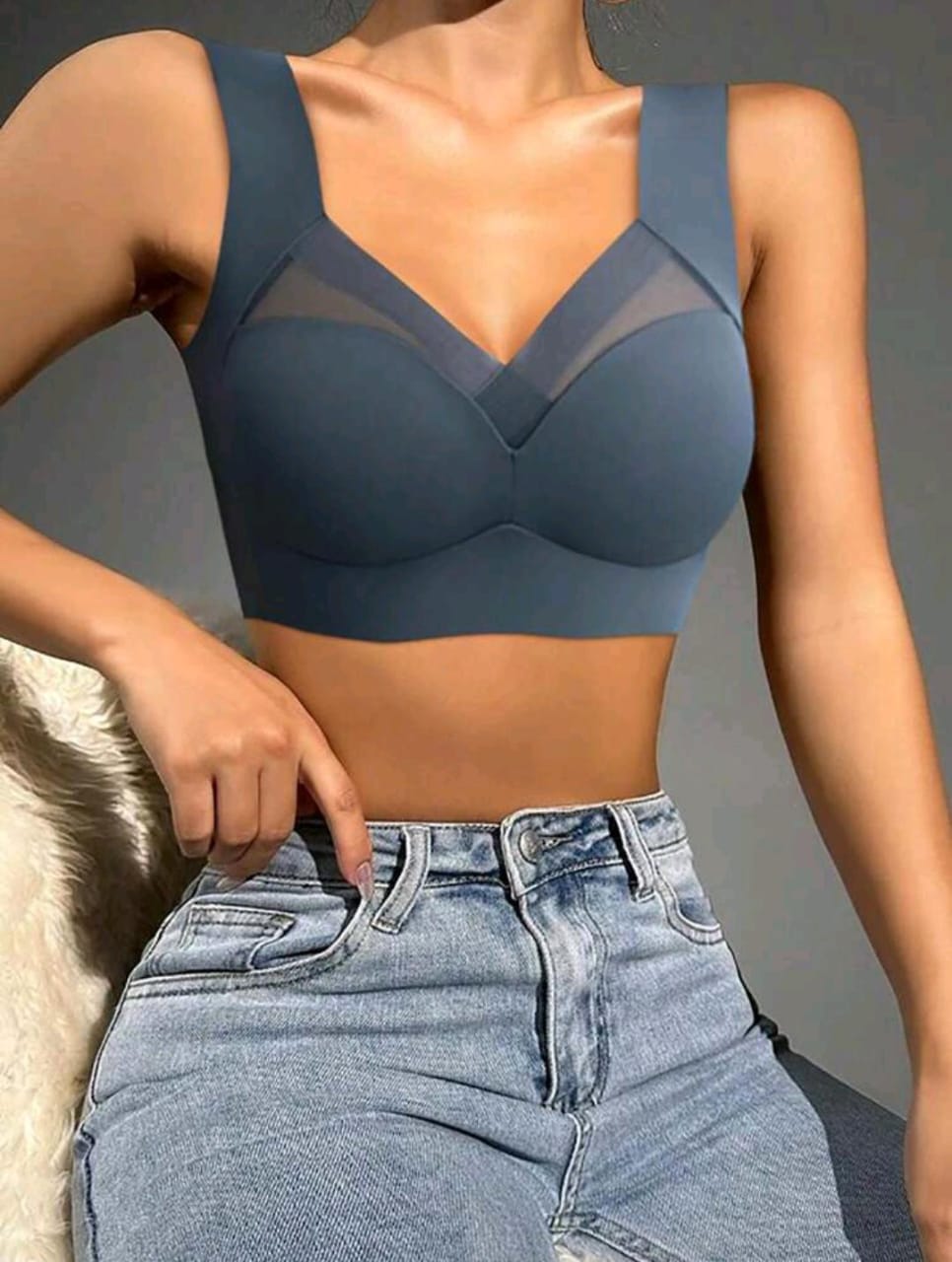 Easy Stretch Sports Bra (Navy Blue)