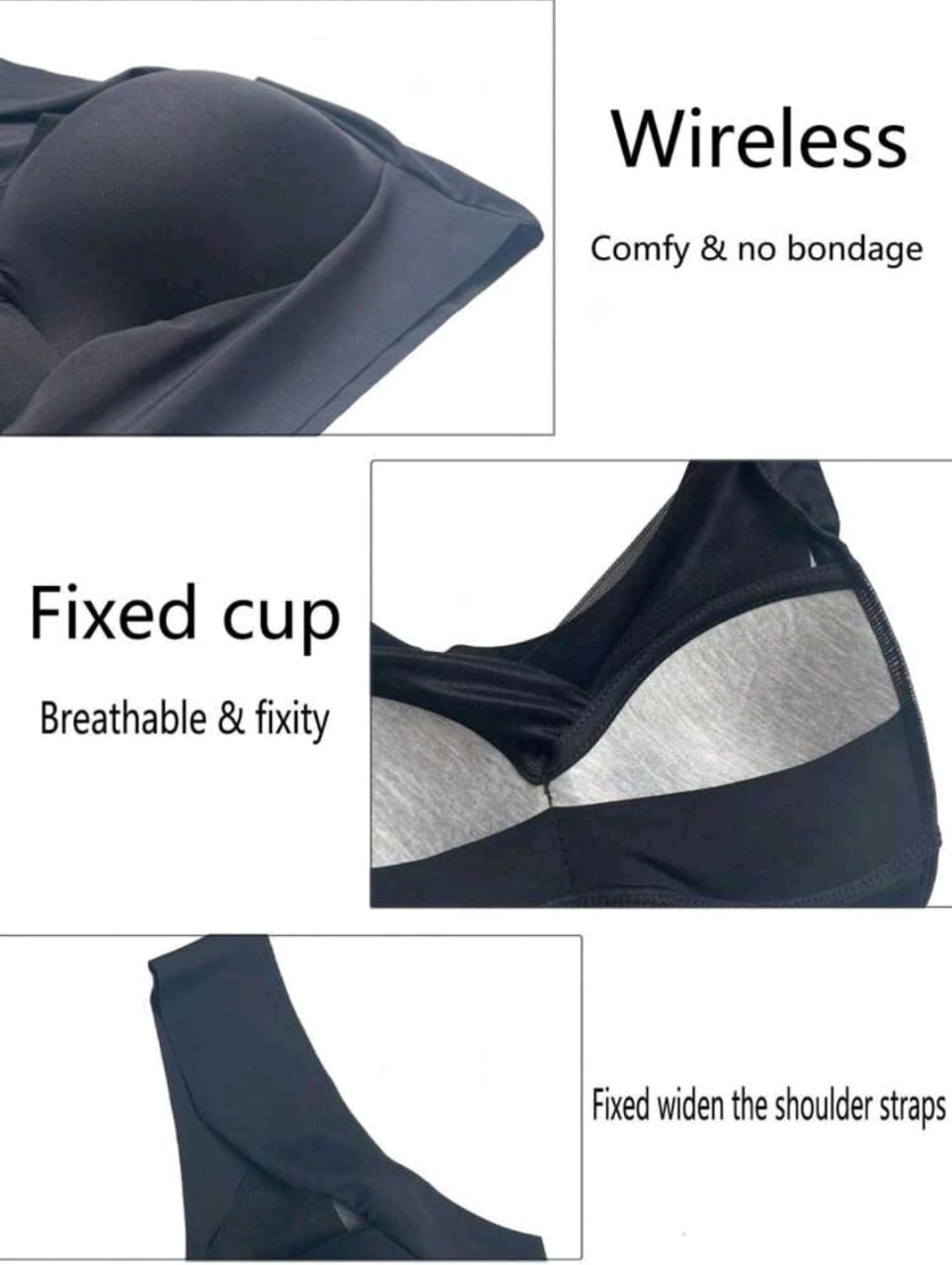 Easy Stretch Sports Bra (Black)