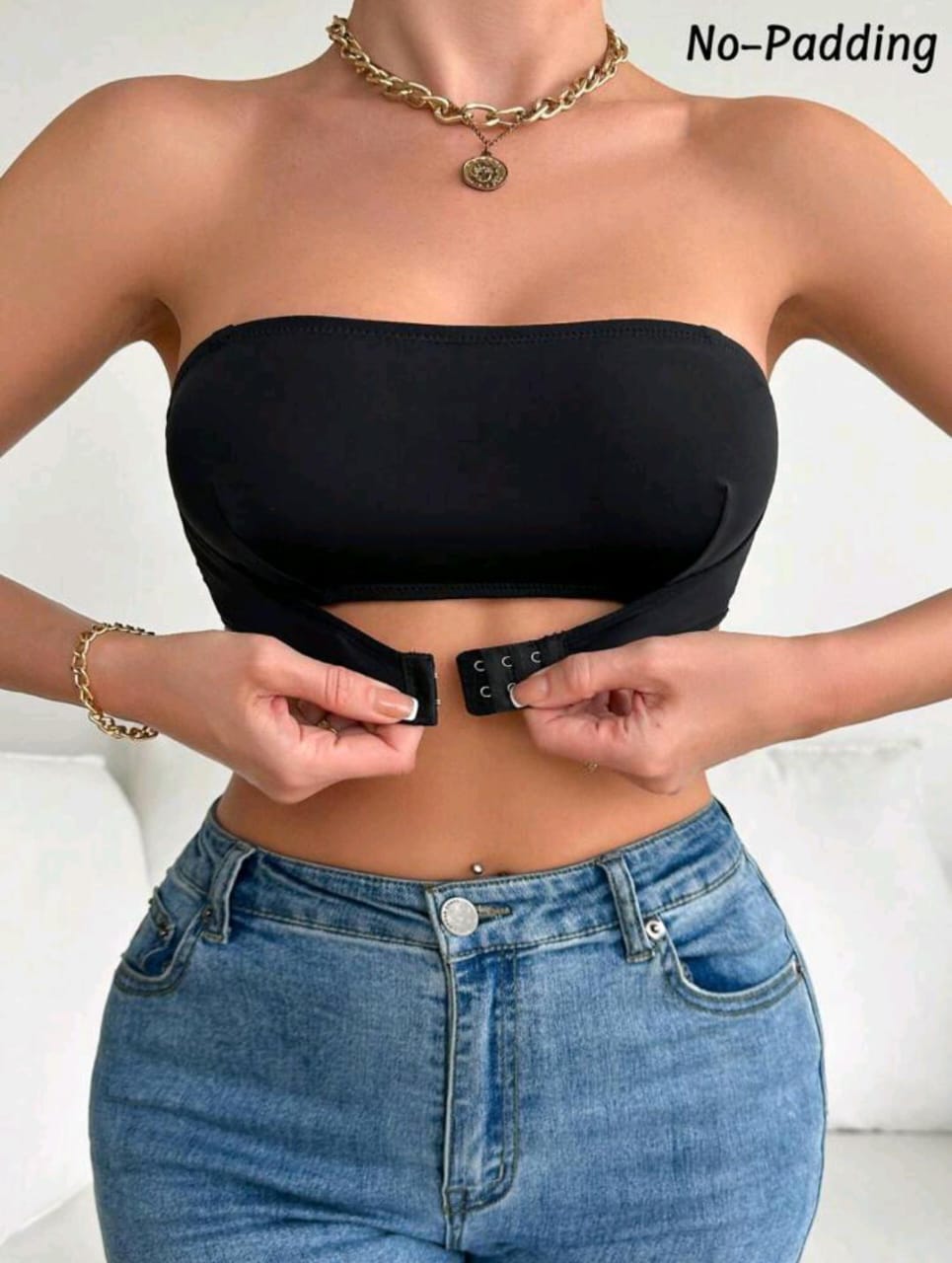 Essential Strapless Bra β Front Closure (Black)