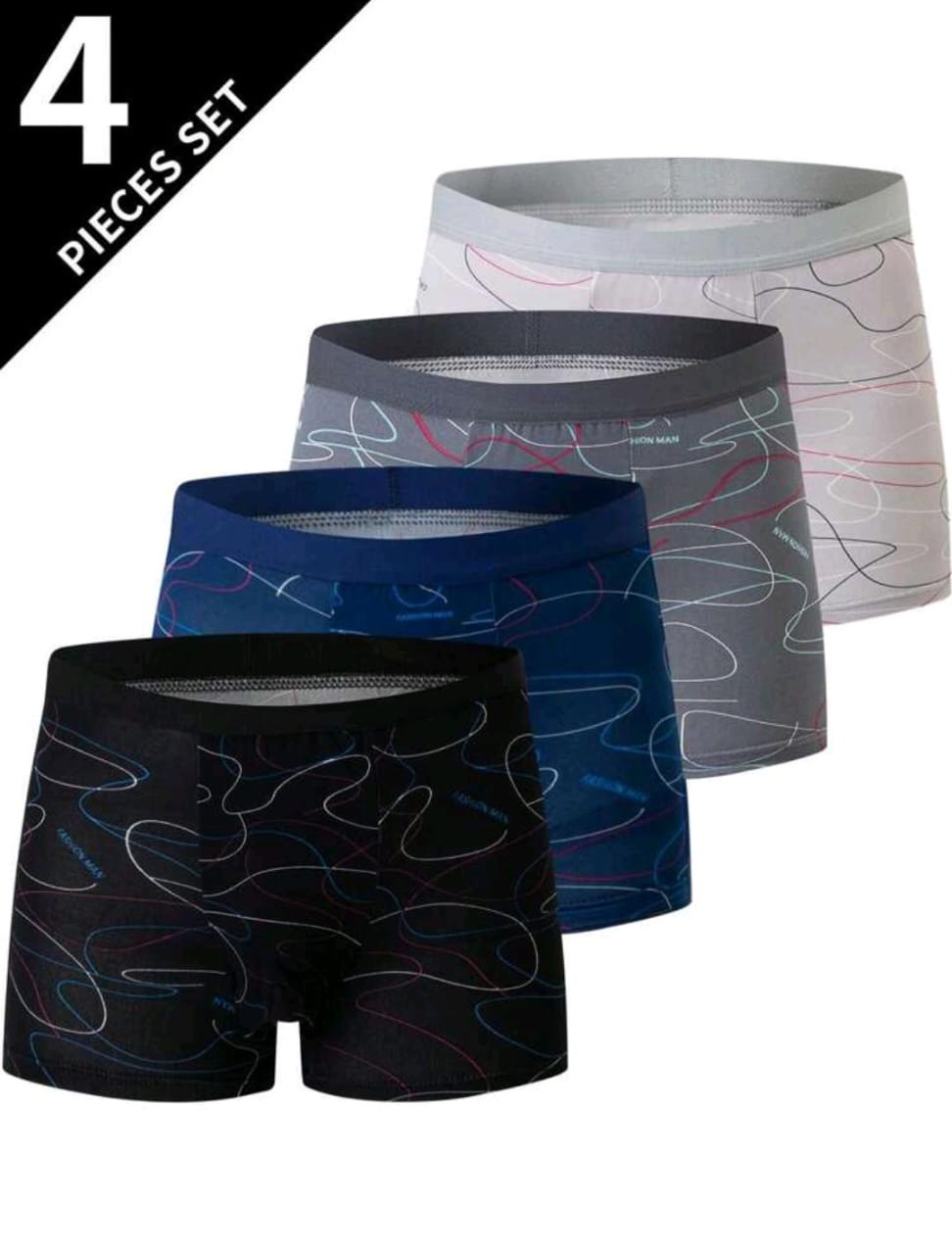 Comfort Luxe Boxer Set - Pack of 4 (Dynamic Lines)