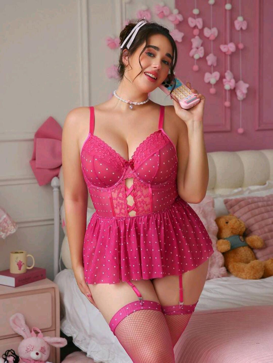 Curvy Glamour Set - Plus Size (Pink)