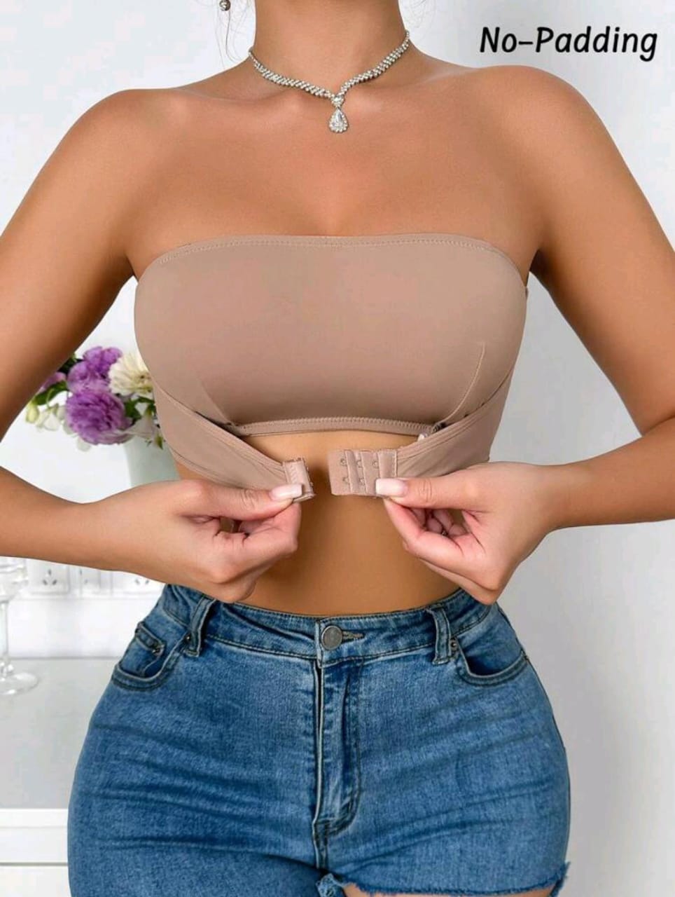 Essential Strapless Bra β Front Closure (Beige)