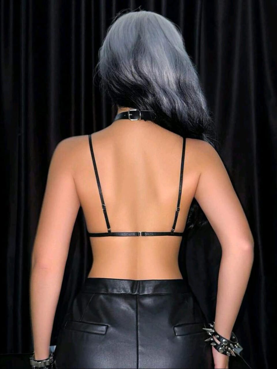 Bold Leather Backless Bra