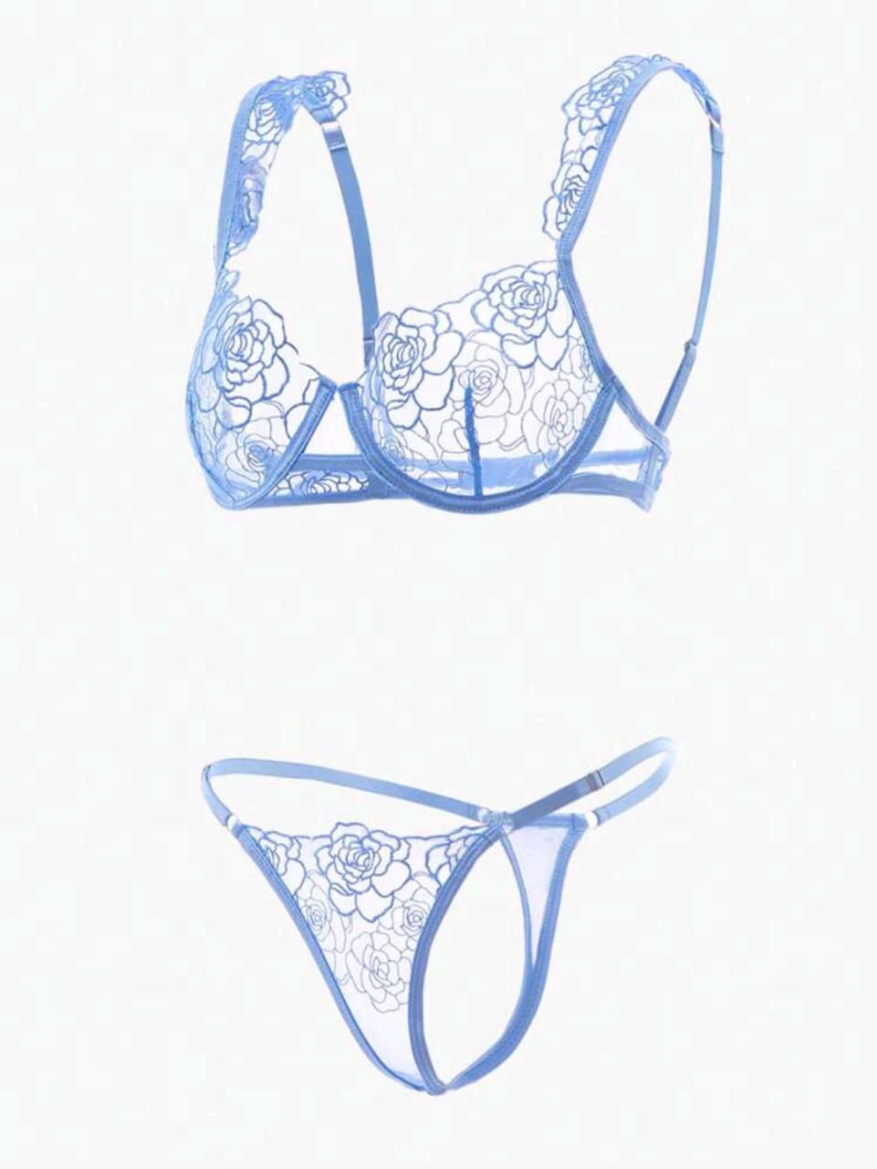 Petal Play Underwire Bra Set (Blue)