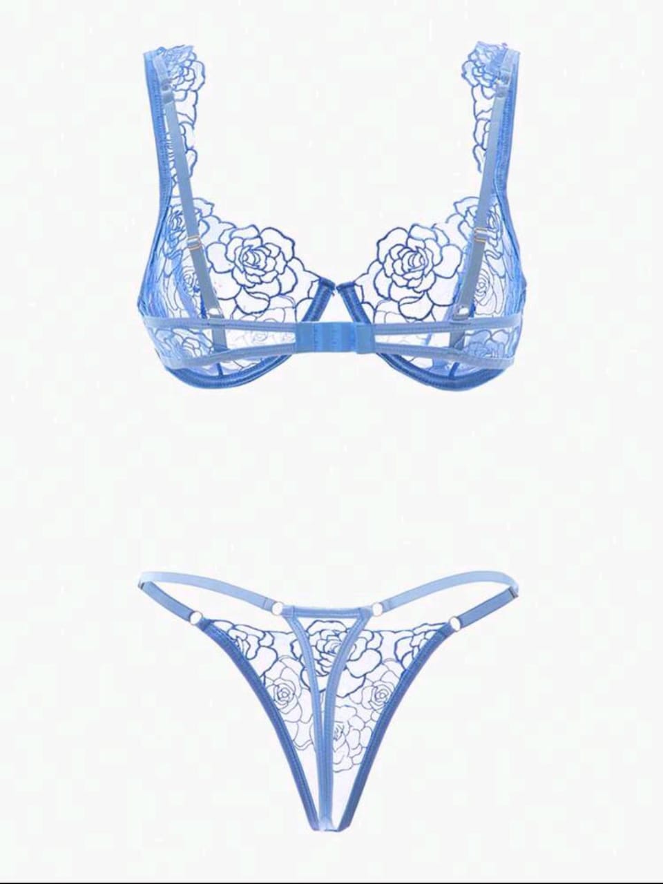 Petal Play Underwire Bra Set (Blue)