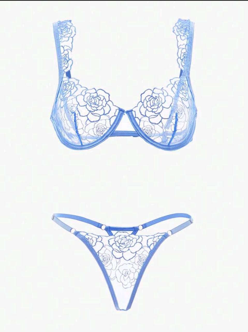 Petal Play Underwire Bra Set (Blue)