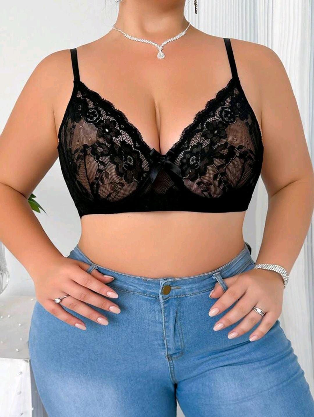 Lace Curve Caress Black Bra (Plus Sizes)