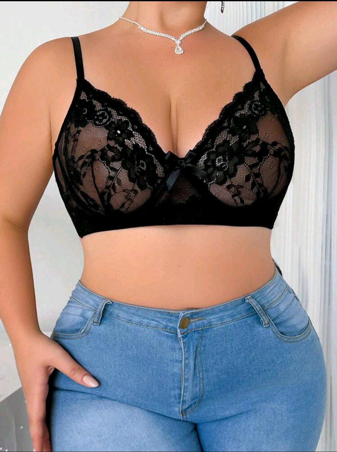 Lace Curve Caress Black Bra (Plus Sizes)