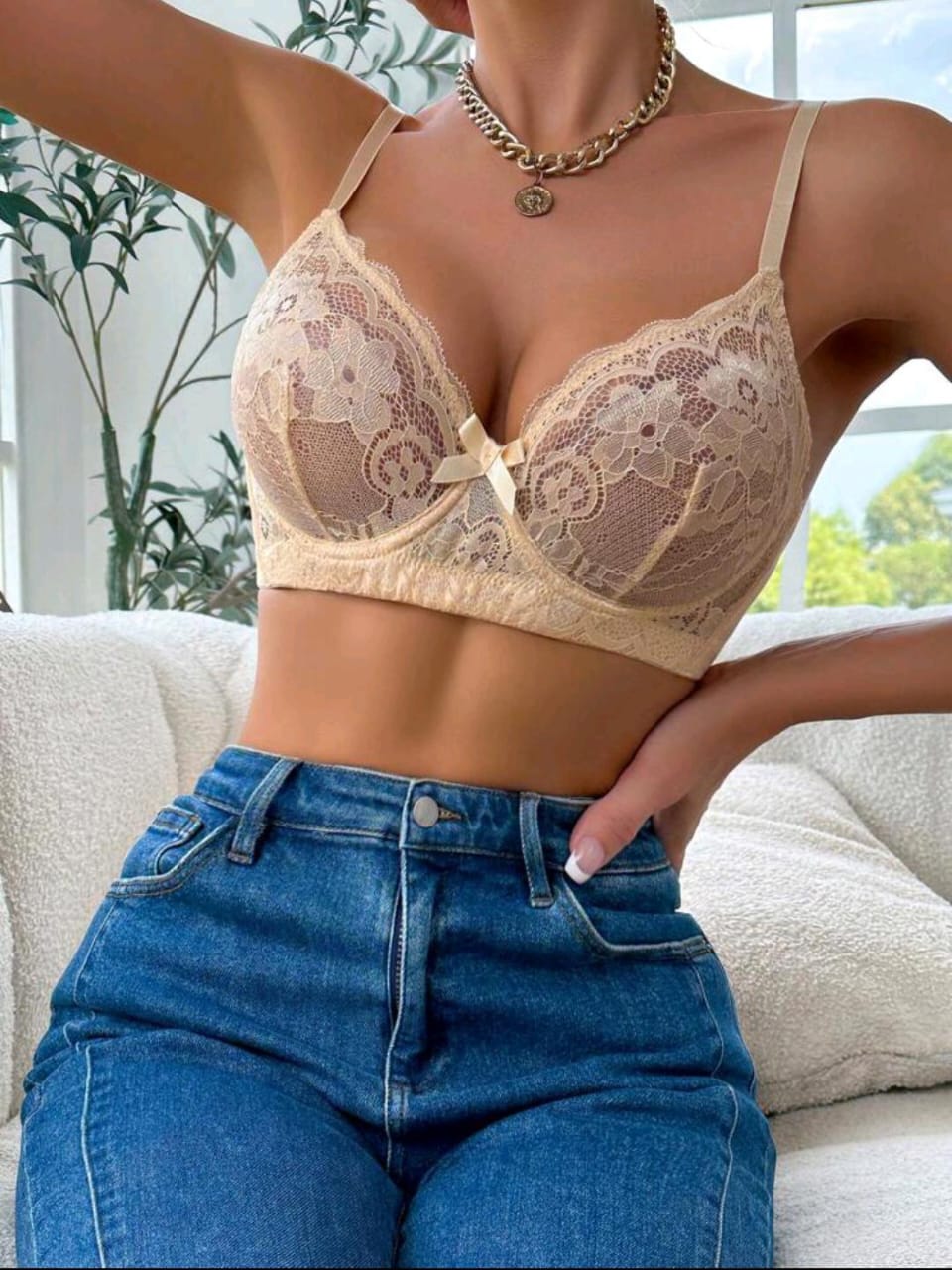 Lace Lift-Off Apricot Bra