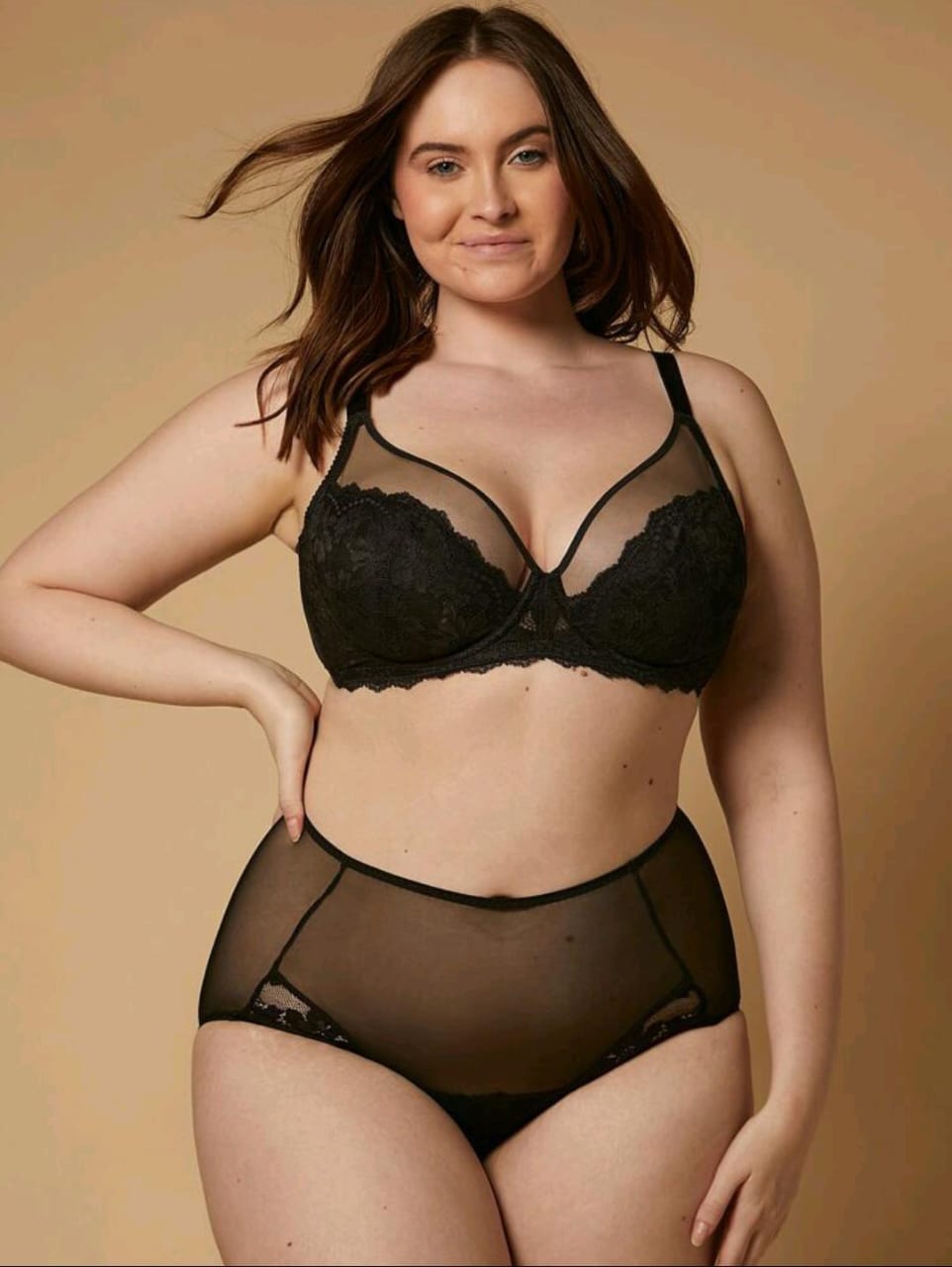 Classic Lace Full-Coverage Bra (Plus Size Black)