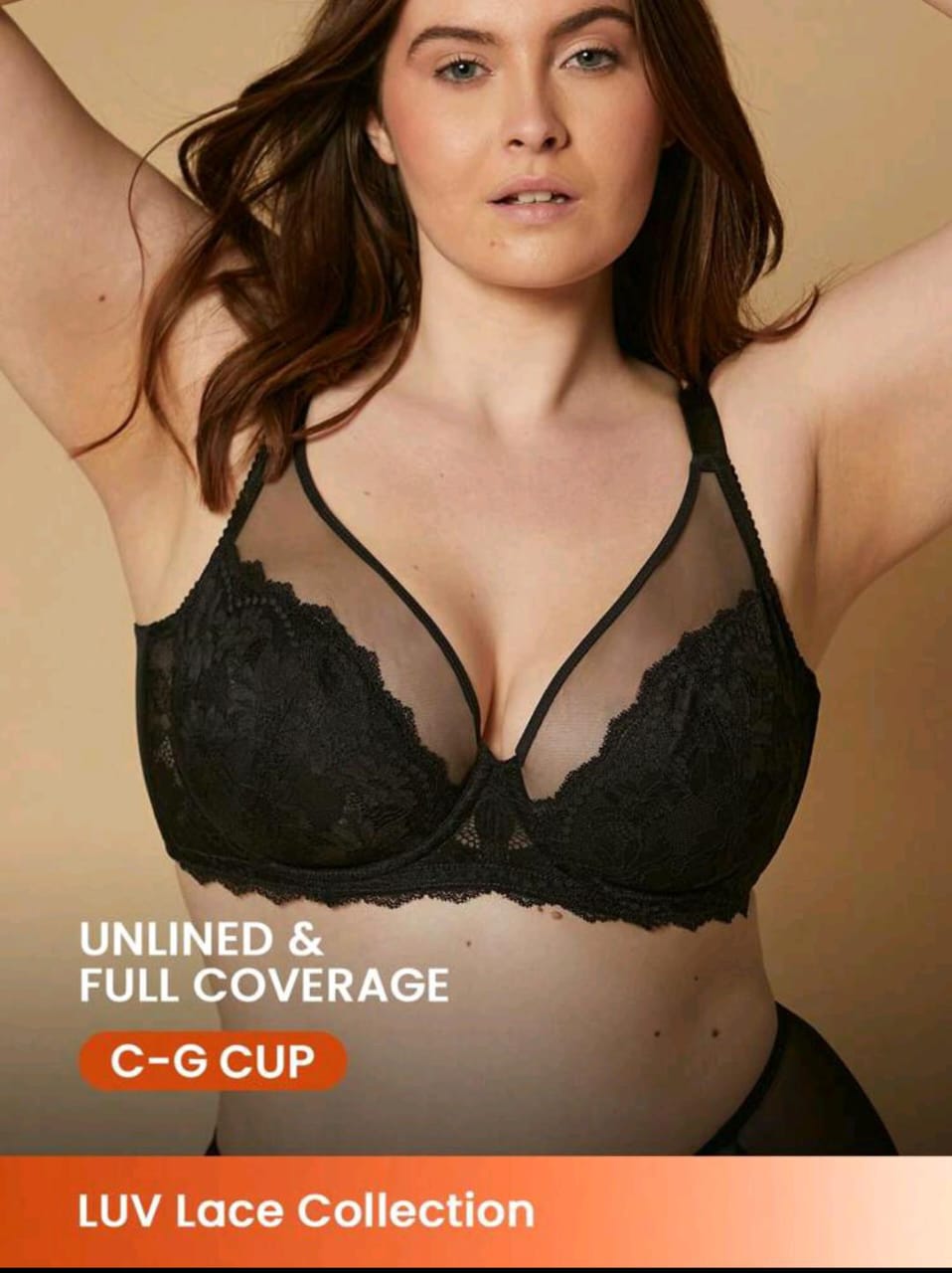 Classic Lace Full-Coverage Bra (Plus Size Black)