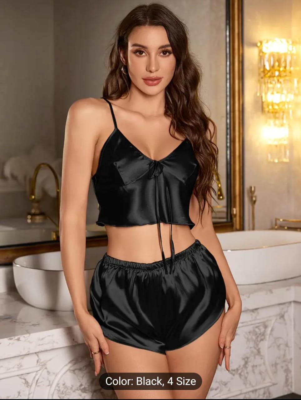 Satin Nights - PJ Set (Black)