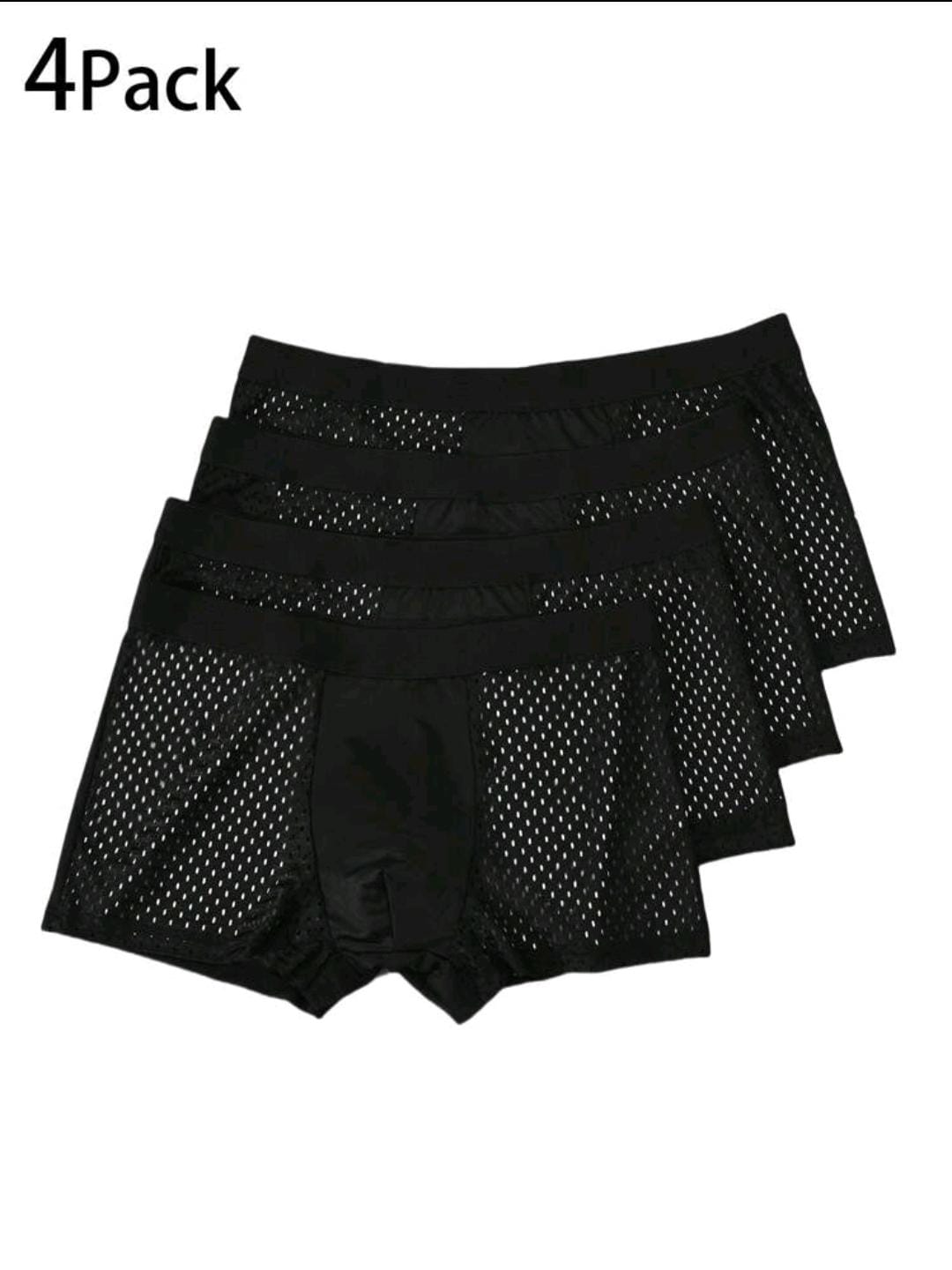 Ice Silk Mesh Boxer Set - Pack of 4 (Black)