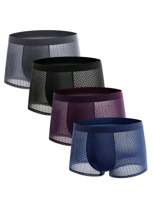 Ice Silk Mesh Boxer Set - Pack of 4 (Multi Color)