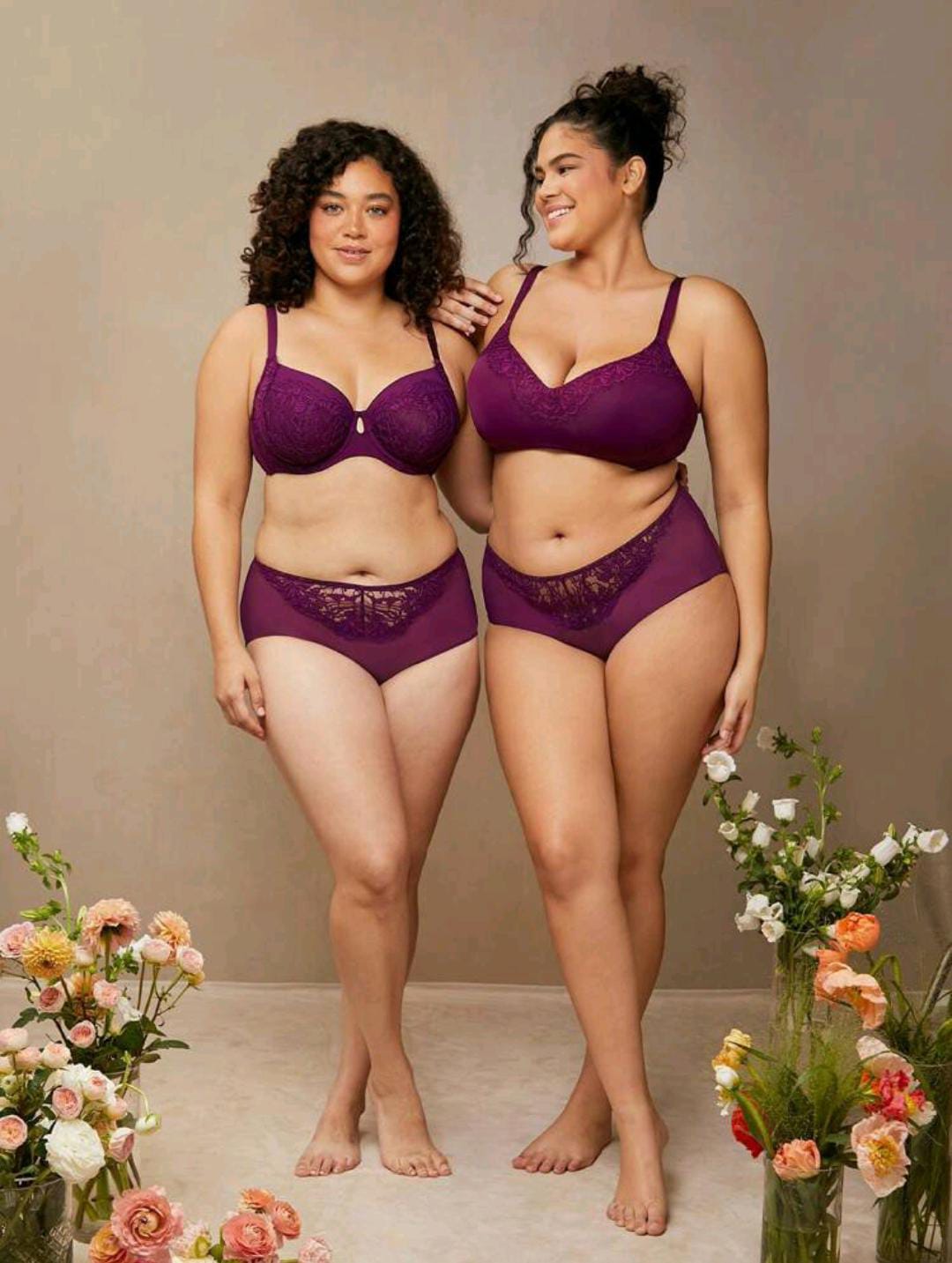 CloudSoft V-Neck Wireless Push-up Purple Bra (Plus Size)