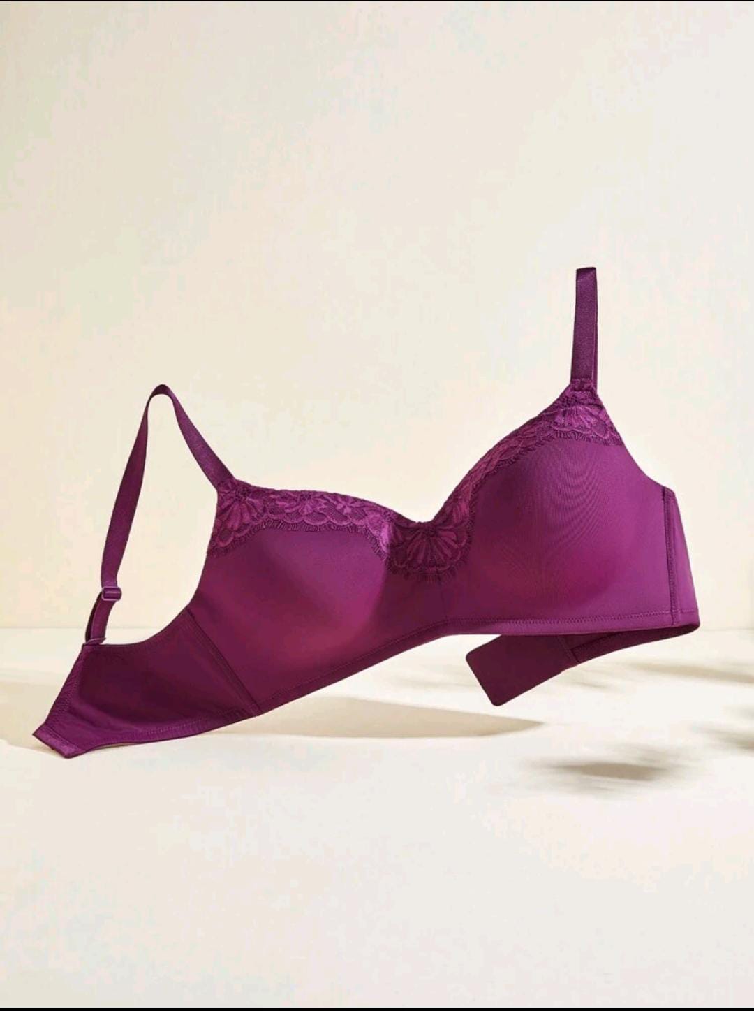 CloudSoft V-Neck Wireless Push-up Purple Bra (Plus Size)