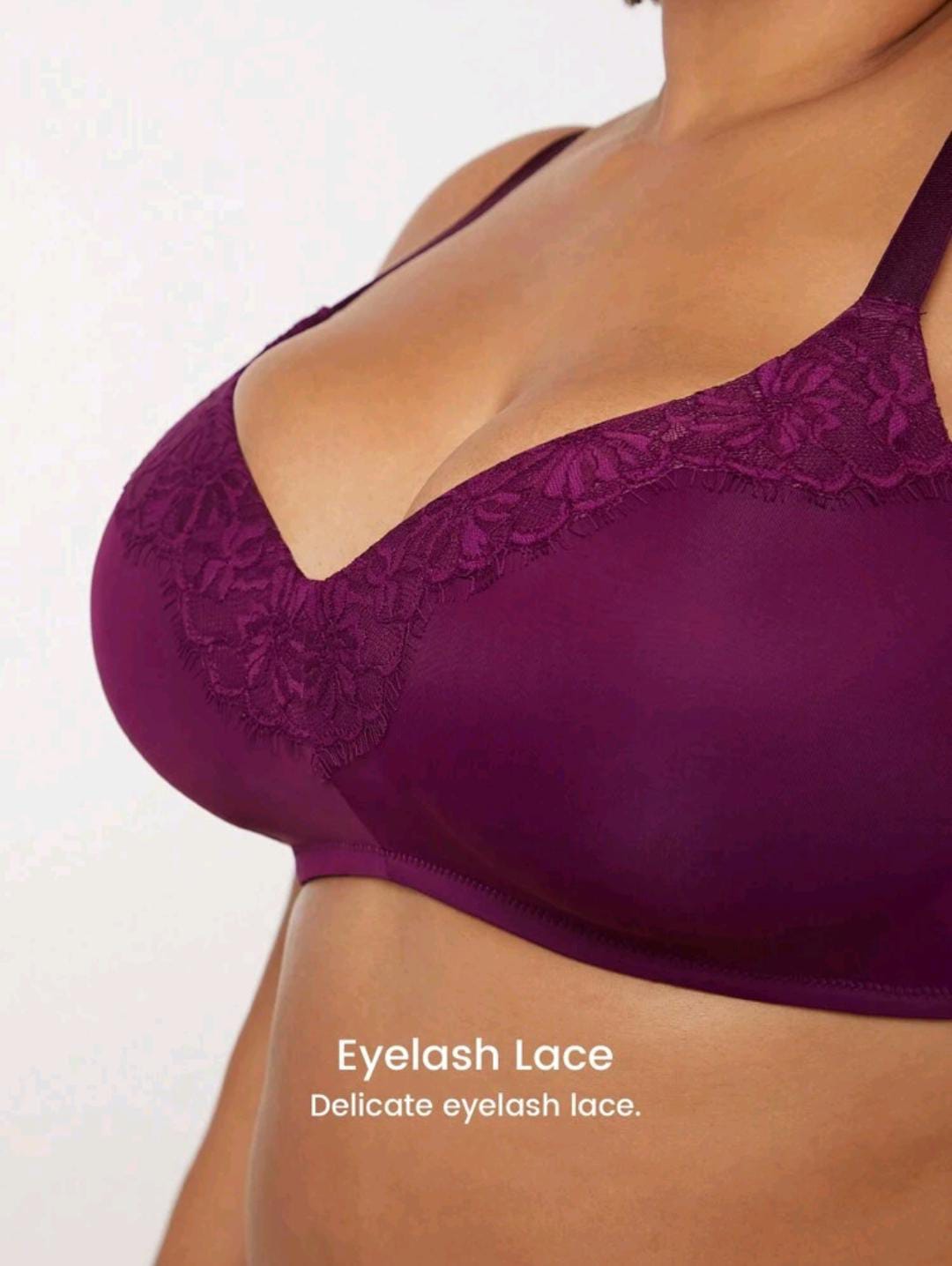 CloudSoft V-Neck Wireless Push-up Purple Bra (Plus Size)