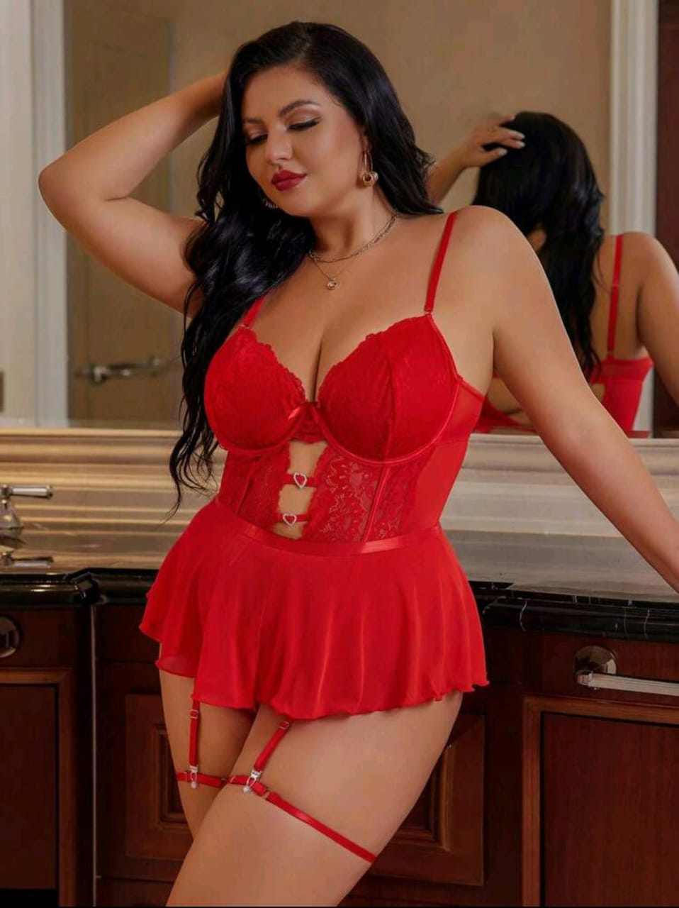 Curve Envy Lingerie Plus Size Set (Red)