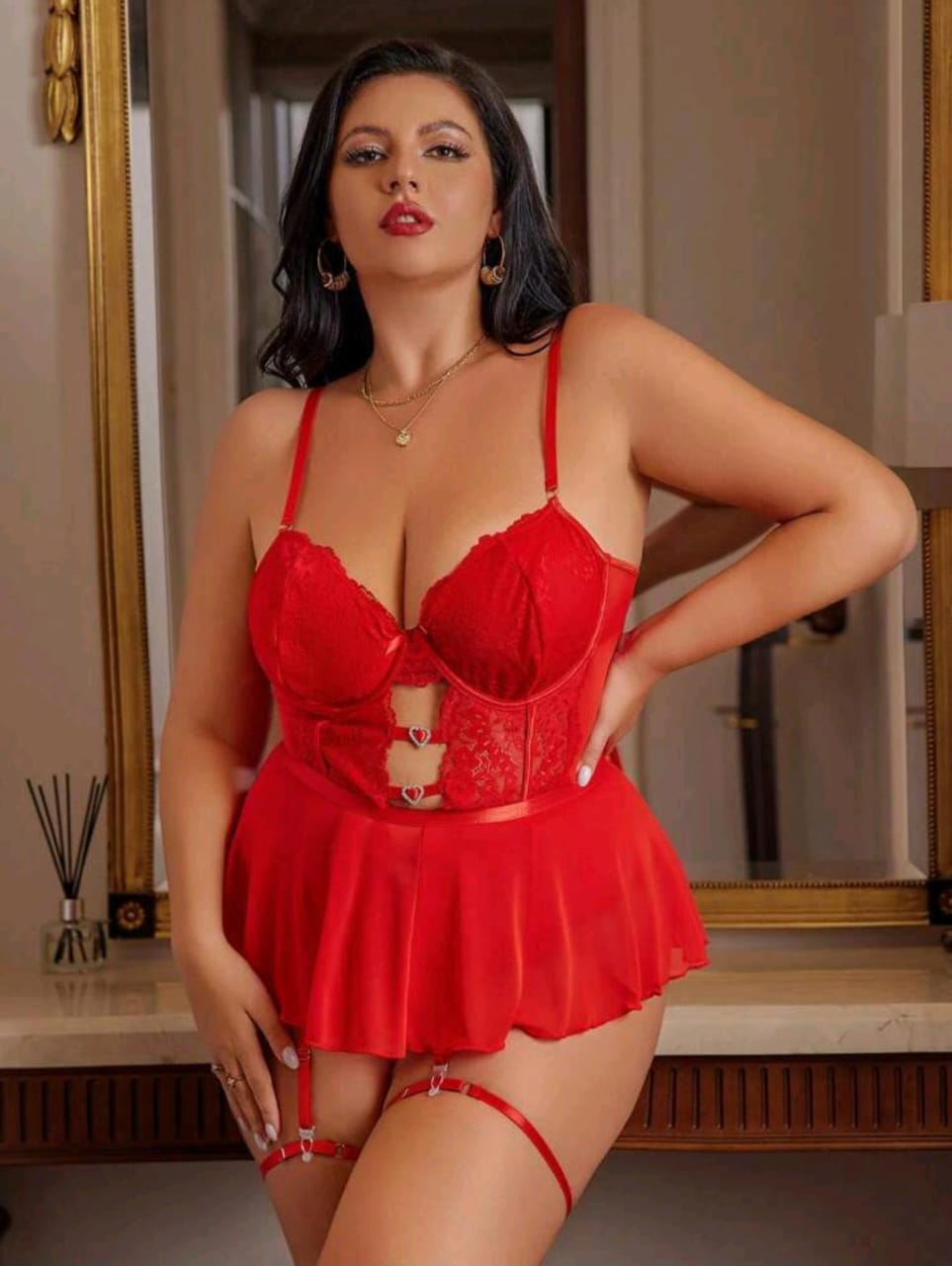 Curve Envy Lingerie Plus Size Set (Red)