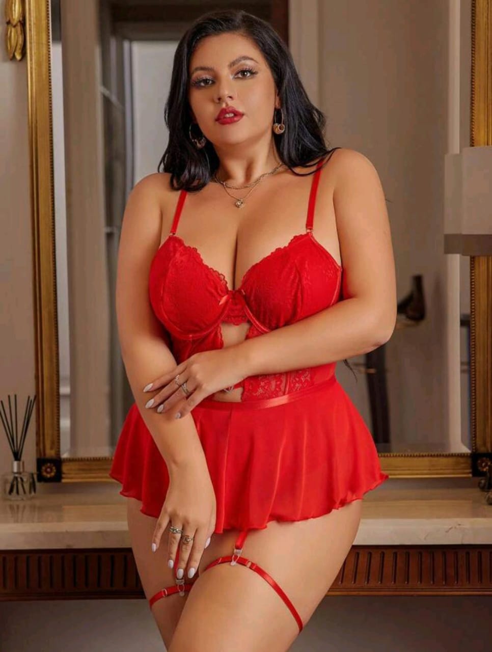 Curve Envy Lingerie Plus Size Set (Red)