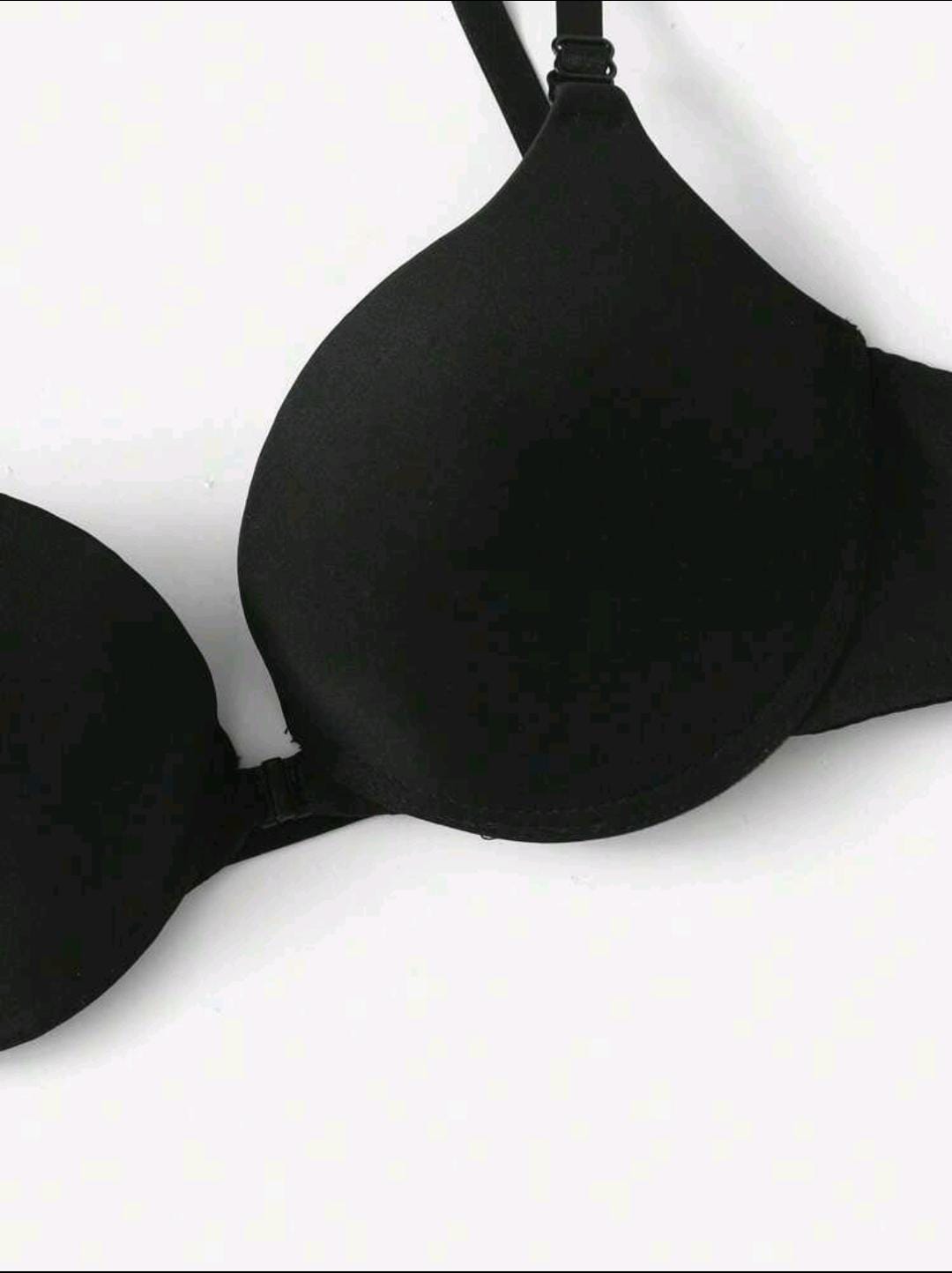 Sleek Embrace - Front Closure Push-Up Bra (Black)