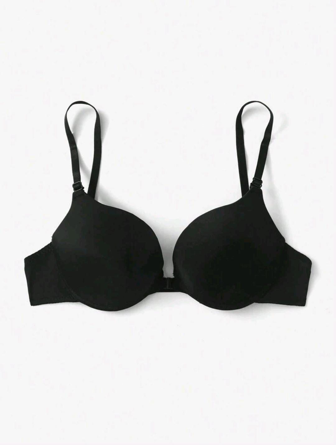 Sleek Embrace - Front Closure Push-Up Bra (Black)