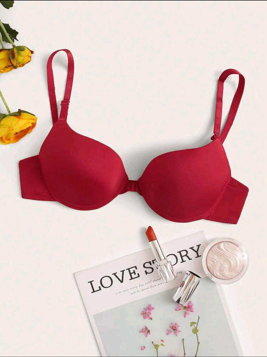 Sleek Embrace - Front Closure Push-Up Bra (Red)